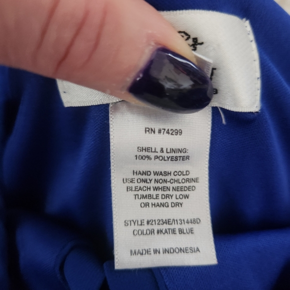 Sweet Storm Half Sleeve Keyhole Back Knee Length Dress Cobalt Blue Size Medium - Picture 8 of 11